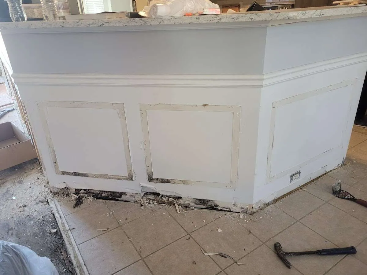 Water damage and mold on kitchen during Storm Damage Restoration in Half Moon Bay